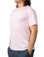 T-SHIRT UOMO MC 2 SAINT BARTH ECSTASEA ROSA GIROCOLLO IN JERSEY DI LINO CON RICAMO LOGO SULLA MANICA