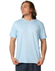 T-SHIRT UOMO MC 2 SAINT BARTH ECSTASEA LIGHT BLUE GIROCOLLO IN JERSEY DI LINO CON RICAMO LOGO SULLA MANICA