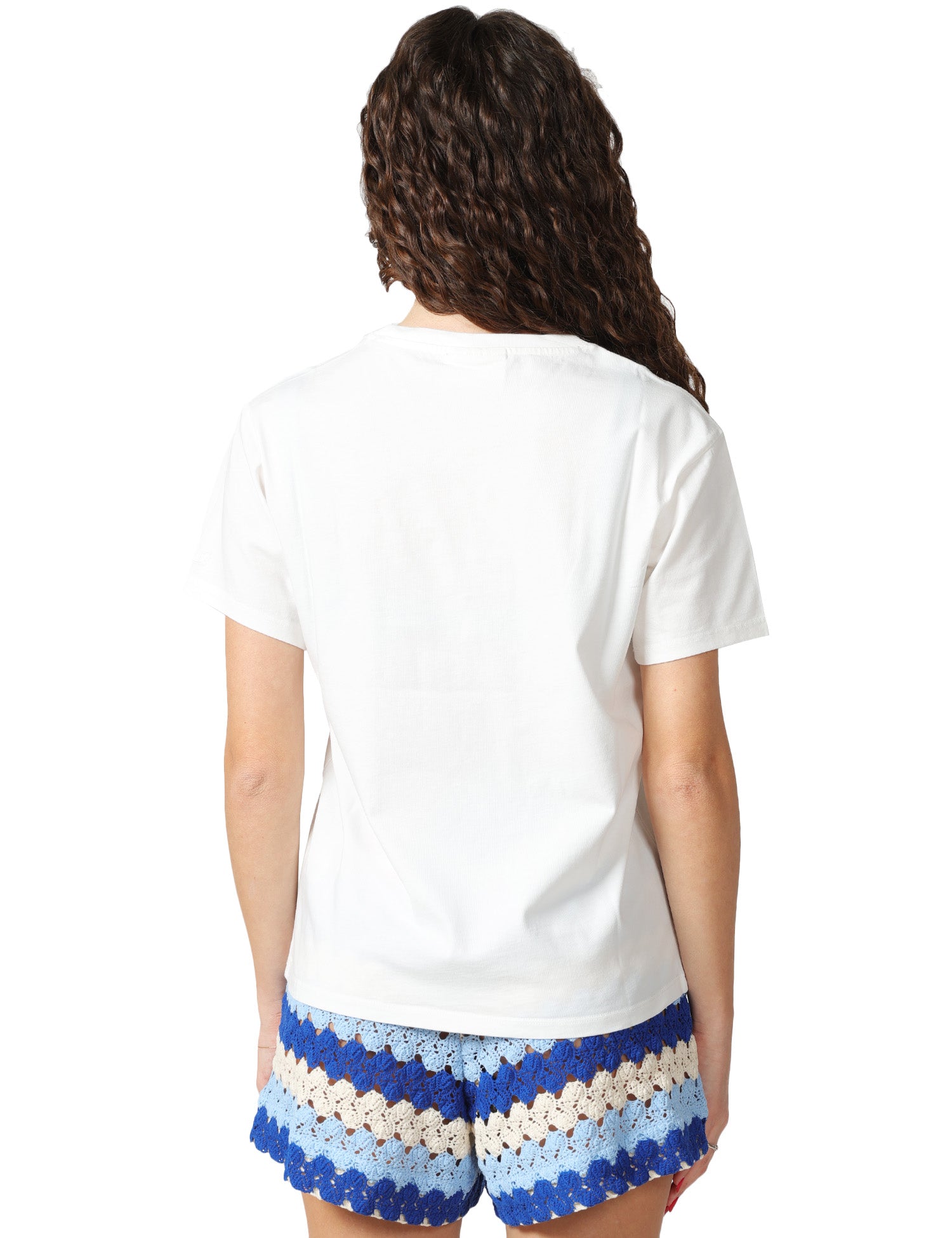 T-SHIRT DONNA MC 2 SAINT BARTH EMILIE BIANCA IN COTONE CON RICAMO "PIù ABBRONZATA CHE STRESSATA"