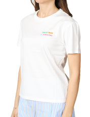 T-SHIRT DONNA MC 2 SAINT BARTH EMILIE BIANCA IN COTONE CON RICAMO "TANTO NON LI DIMOSTRO"