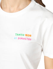 T-SHIRT DONNA MC 2 SAINT BARTH EMILIE BIANCA IN COTONE CON RICAMO "TANTO NON LI DIMOSTRO"