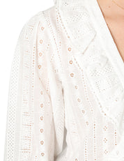 CAMICIA DONNA MC 2 SAINT BARTH BIANCA IN COTONE SANGALLO CON LACCETTI E ROUCHES