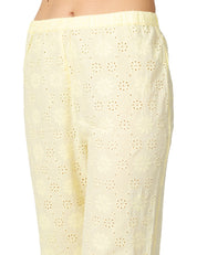PANTALONE DONNA MC 2 SAINT BARTH INEZ YELLOW IN COTONE SANGALLO CON VITA ELASTICIZZATA