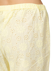 PANTALONE DONNA MC 2 SAINT BARTH INEZ YELLOW IN COTONE SANGALLO CON VITA ELASTICIZZATA