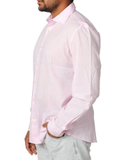 CAMICIA UOMO MC 2 SAINT BARTH CHEMISE ICE ROSA IN COTONE CON RICAMO LOGO SUL PETTO