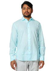 CAMICIA UOMO MC 2 SAINT BARTH CHEMISE ICE VERDE ACQUA IN COTONE CON RICAMO LOGO SUL PETTO