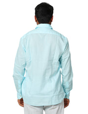 CAMICIA UOMO MC 2 SAINT BARTH CHEMISE ICE VERDE ACQUA IN COTONE CON RICAMO LOGO SUL PETTO