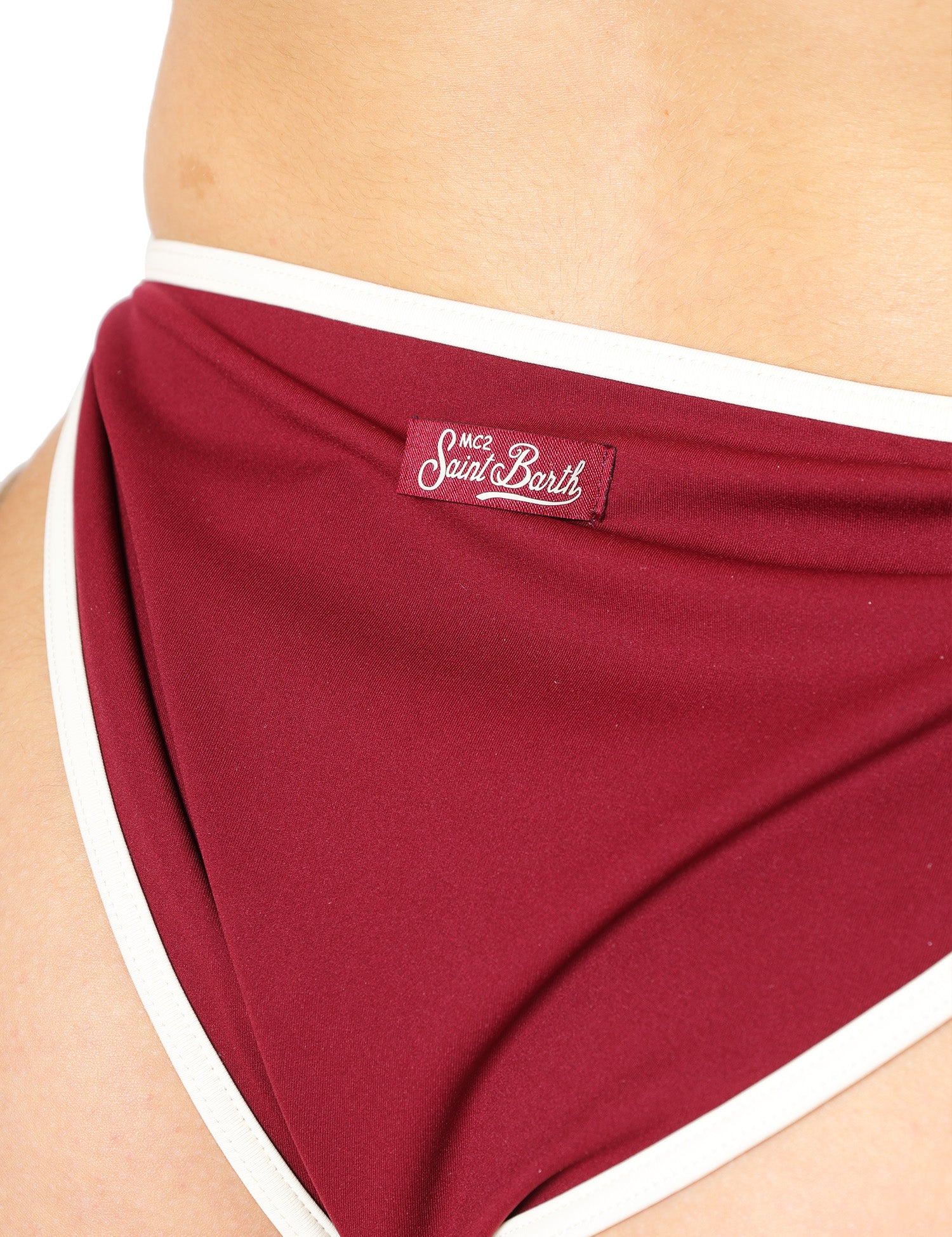 BIKINI TRIANGOLO MC 2 SAINT BARTH LEAH BORDEAU CON PROFILI BIANCHI