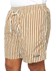 COSTUME MARE UOMO MC 2 SAINT BARTH MARRONE E AZZURRO A RIGHE CON COULISSE E RICAMO LOGO