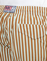 COSTUME MARE UOMO MC 2 SAINT BARTH MARRONE E AZZURRO A RIGHE CON COULISSE E RICAMO LOGO