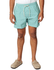 COSTUME MARE UOMO MC 2 SAINT BARTH VERDE ACQUA CON MICROFANTASIA FIORI E COULISSE
