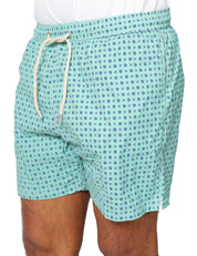 COSTUME MARE UOMO MC 2 SAINT BARTH VERDE ACQUA CON MICROFANTASIA FIORI E COULISSE