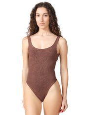 COSTUME MARE DONNA MC 2 SAINT BARTH LORA BROWN INTERO IN TESSUTO CRINKLE