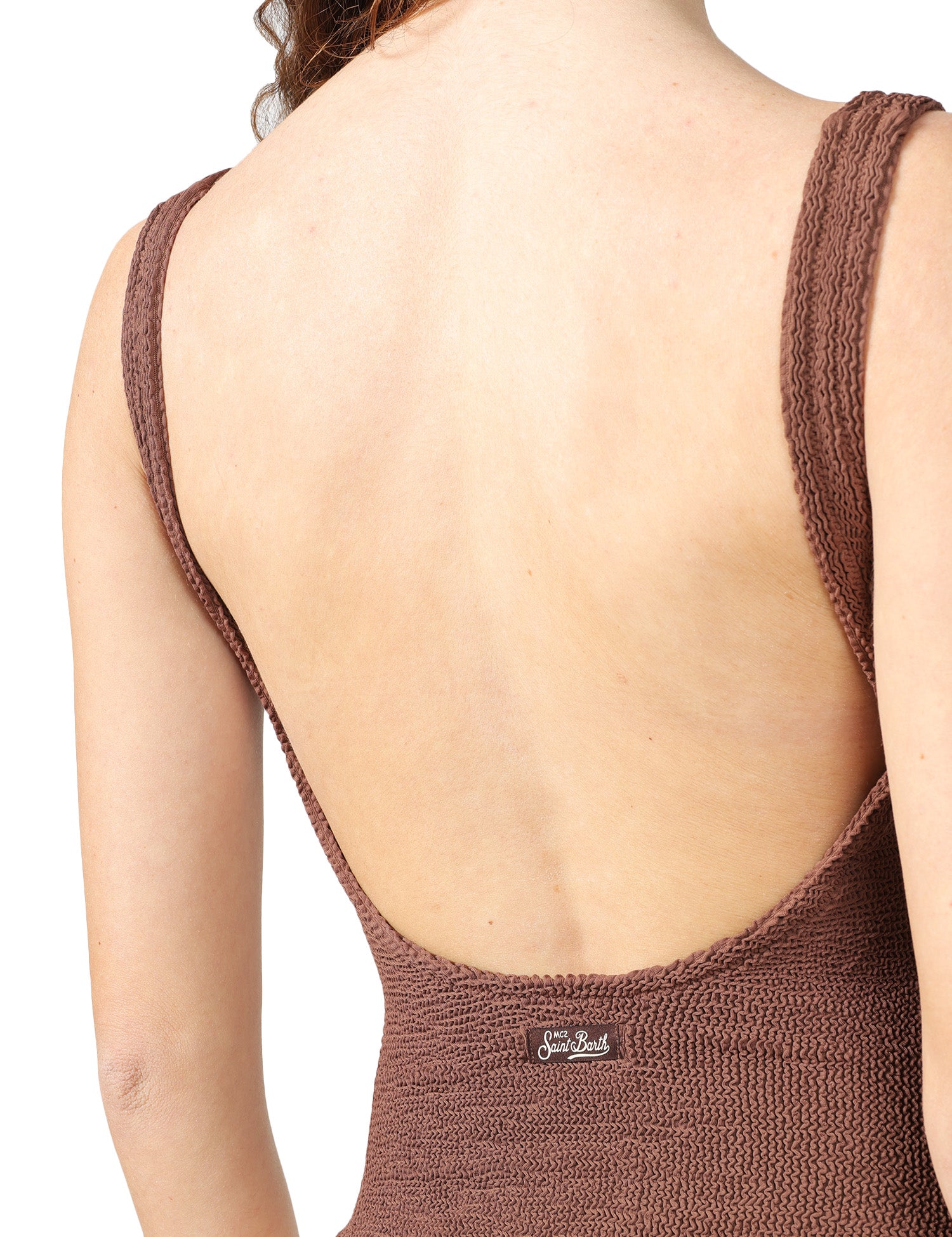 COSTUME MARE DONNA MC 2 SAINT BARTH LORA BROWN INTERO IN TESSUTO CRINKLE