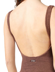 COSTUME MARE DONNA MC 2 SAINT BARTH LORA BROWN INTERO IN TESSUTO CRINKLE