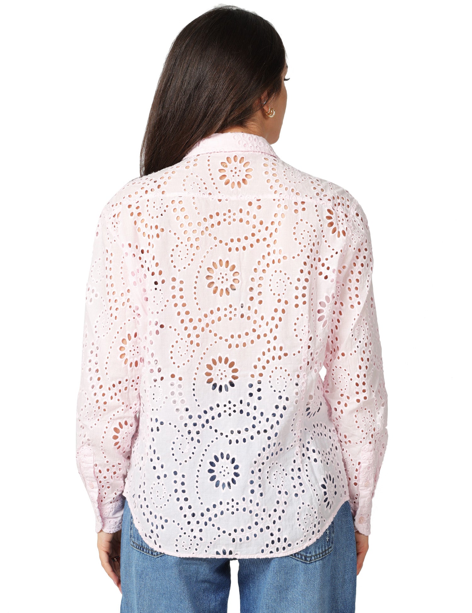 CAMICIA DONNA MC 2 SAINT BARTH MEREDITH ROSA IN COTONE SANGALLO A MANICHE LUNGHE