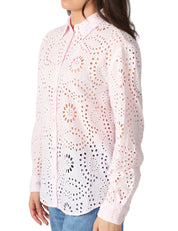 CAMICIA DONNA MC 2 SAINT BARTH MEREDITH ROSA IN COTONE SANGALLO A MANICHE LUNGHE