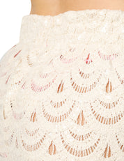 SHORTS DONNA MC 2 SAINT BARTH MEAVE CREAM IN TESSUTO CROCHET CON PAILLETTES