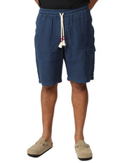 BERMUDA UOMO MC 2 SAINT BARTH MARSEILLE BLU NAVY 100% LINO CON TASCA UTILITY