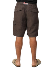 BERMUDA UOMO MC 2 SAINT BARTH MARSEILLE MARRONE 100% LINO CON TASCA UTLITY