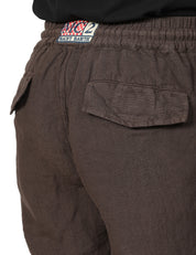 BERMUDA UOMO MC 2 SAINT BARTH MARSEILLE MARRONE 100% LINO CON TASCA UTLITY