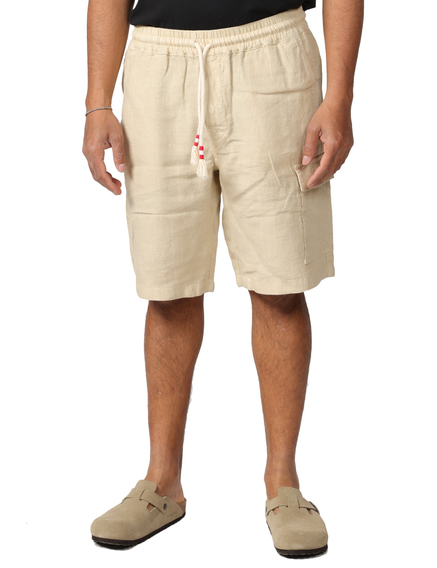 BERMUDA UOMO MC 2 SAINT BARTH MARSEILLE BEIGE 100% LINO CON TASCA UTILITY