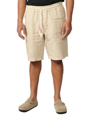 BERMUDA UOMO MC 2 SAINT BARTH MARSEILLE BEIGE 100% LINO CON TASCA UTILITY