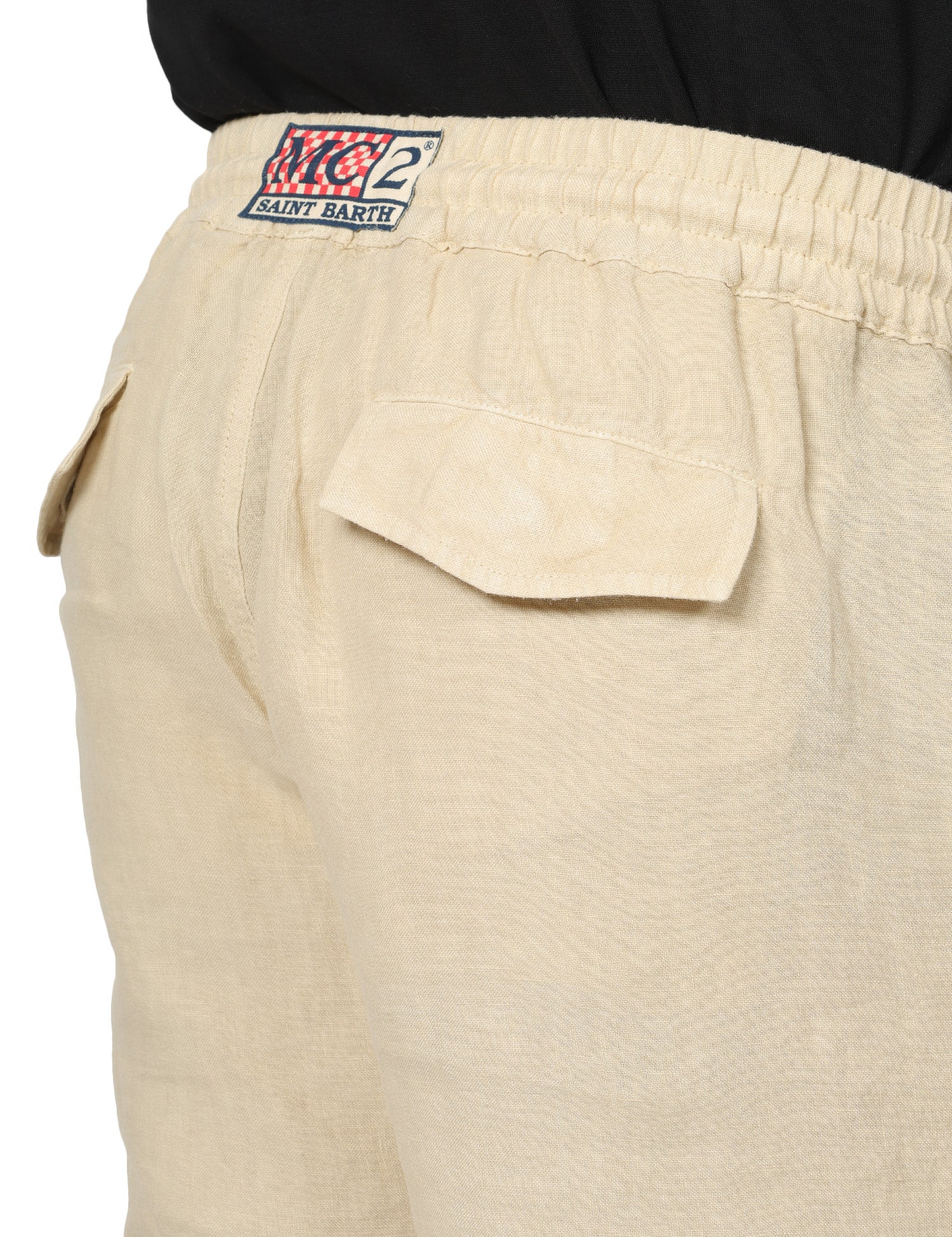BERMUDA UOMO MC 2 SAINT BARTH MARSEILLE BEIGE 100% LINO CON TASCA UTILITY