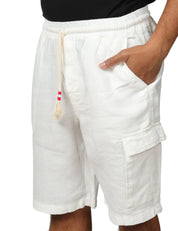 BERMUDA UOMO MC 2 SAINT BARTH MARSEILLE BIANCO 100% LINO CON TASCA UTILITY