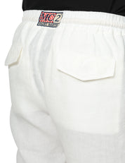 BERMUDA UOMO MC 2 SAINT BARTH MARSEILLE BIANCO 100% LINO CON TASCA UTILITY