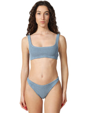 SLIP MARE DONNA MC 2 SAINT BARTH NAOMI AZZURRO IN TESSUTO CRINKLE