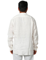 CAMICIA UOMO MC 2 SAINT BARTH NAXOS CREAM IN PURO LINO CON COLLO ALLA COREANA