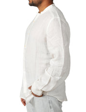 CAMICIA UOMO MC 2 SAINT BARTH NAXOS CREAM IN PURO LINO CON COLLO ALLA COREANA