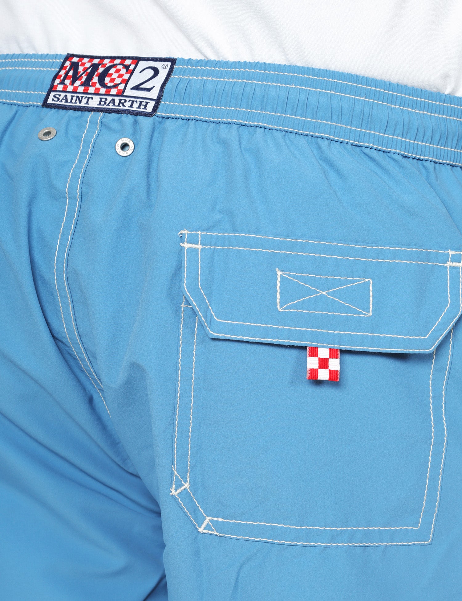 COSTUME MARE UOMO MC 2 SAINT BARTH PATMOS CELESTE CON COULISSE E RICAMO LOGO