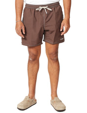 COSTUME MARE UOMO MC 2 SAINT BARTH PATMOS MARRONE CON COULISSE E RICAMO LOGO