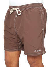 COSTUME MARE UOMO MC 2 SAINT BARTH PATMOS MARRONE CON COULISSE E RICAMO LOGO