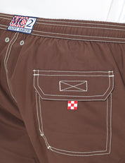 COSTUME MARE UOMO MC 2 SAINT BARTH PATMOS MARRONE CON COULISSE E RICAMO LOGO