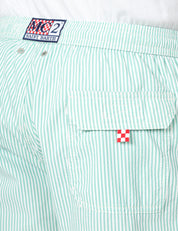 COSTUME MARE MC 2 SAINT BARTH PATMOS VERDE A RIGHE IN TESSUTO SEERSUCKER CON RIICAMO LOGO