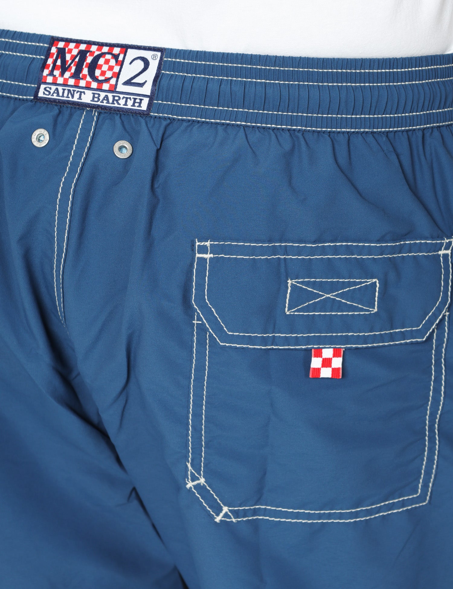 COSTUME MARE UOMO MC 2 SAINT BARTH PATMOS BLU MARINA CON COULISSE E RICAMO LOGO