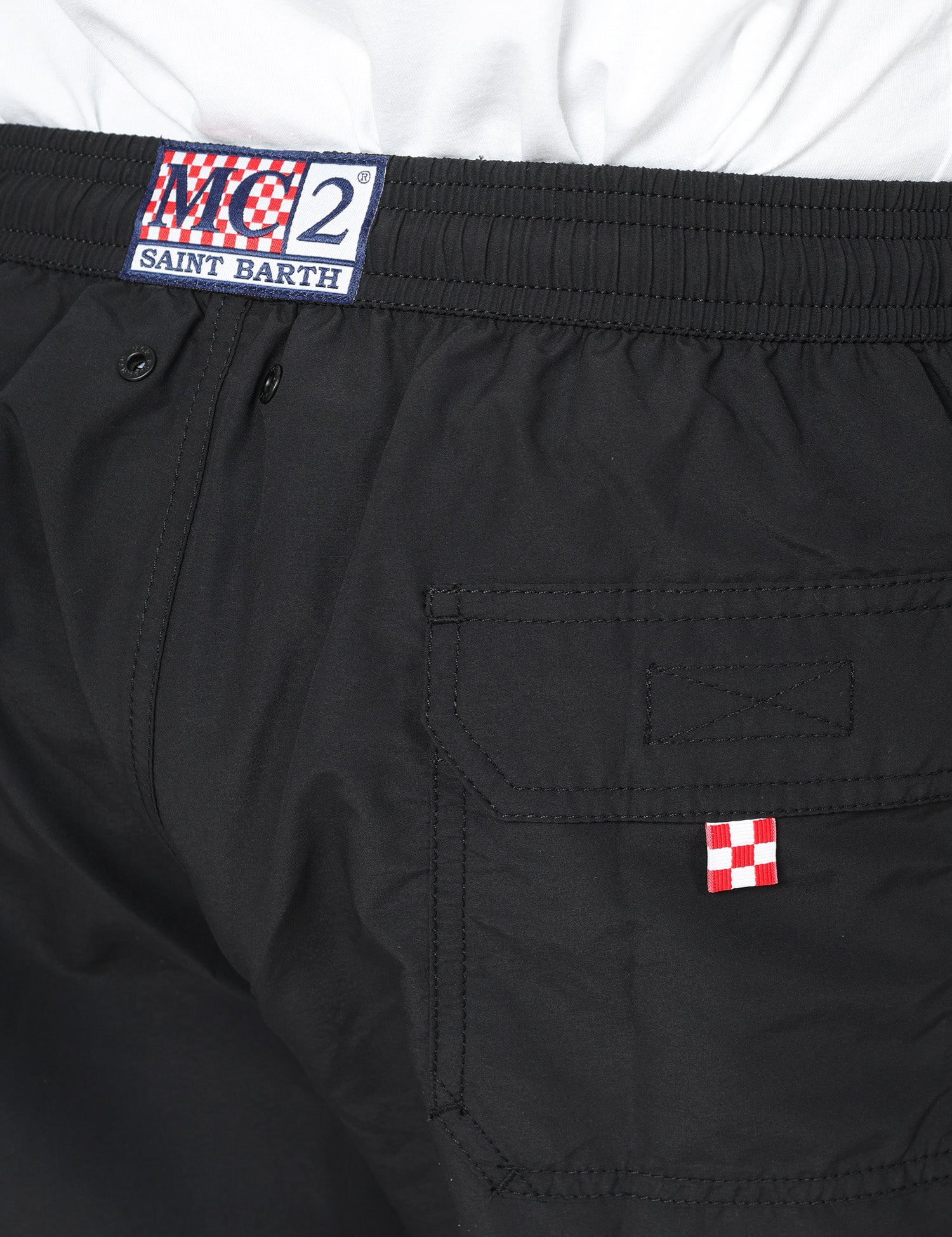 COSTUME MARE UOMO MC 2 SAINT BARTH PATMOS NERO CON COULISSE E RICAMO LOGO