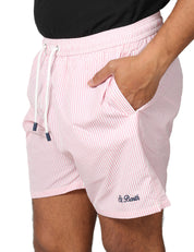 COSTUME MARE UOMO MC 2 SAINT BARTH PATMOS ROSA A RIGHE CON COULISSE E RICAMO LOGO