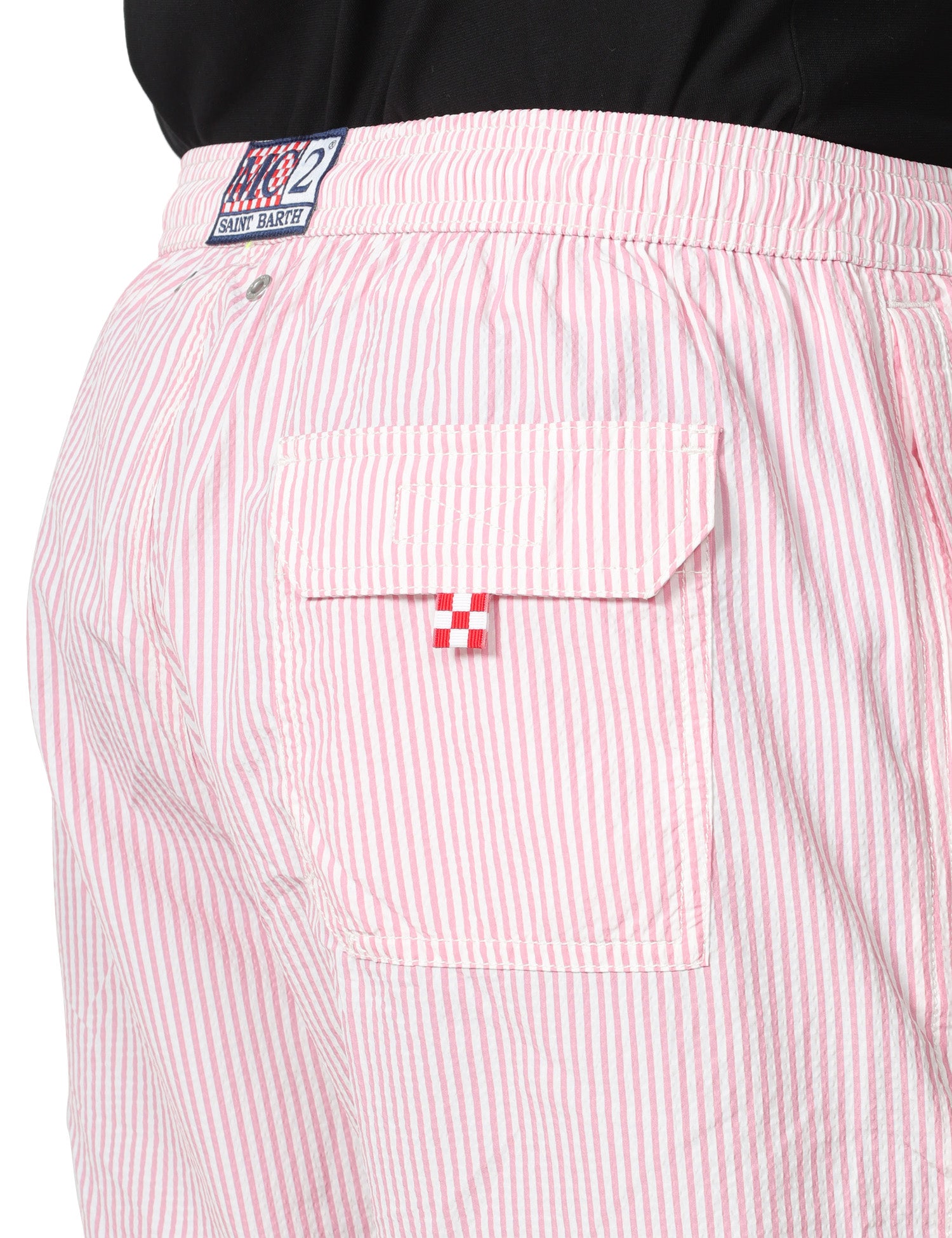 COSTUME MARE UOMO MC 2 SAINT BARTH PATMOS ROSA A RIGHE CON COULISSE E RICAMO LOGO