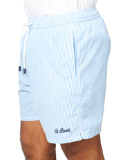 COSTUME MARE UOMO MC 2 SAINT BARTH PATMOS BLUE A RIGHE IN TESSUTO SEERSUCKER CON RICAMO LOGO