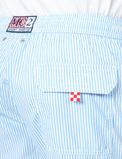 COSTUME MARE UOMO MC 2 SAINT BARTH PATMOS BLUE A RIGHE IN TESSUTO SEERSUCKER CON RICAMO LOGO