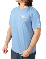 T-SHIRT UOMO MC 2 SAINT BARTH PORTOFINO AZZURRA IN PURO COTONE CON RICAMO "ALL I NEED IS GIN CLASS"