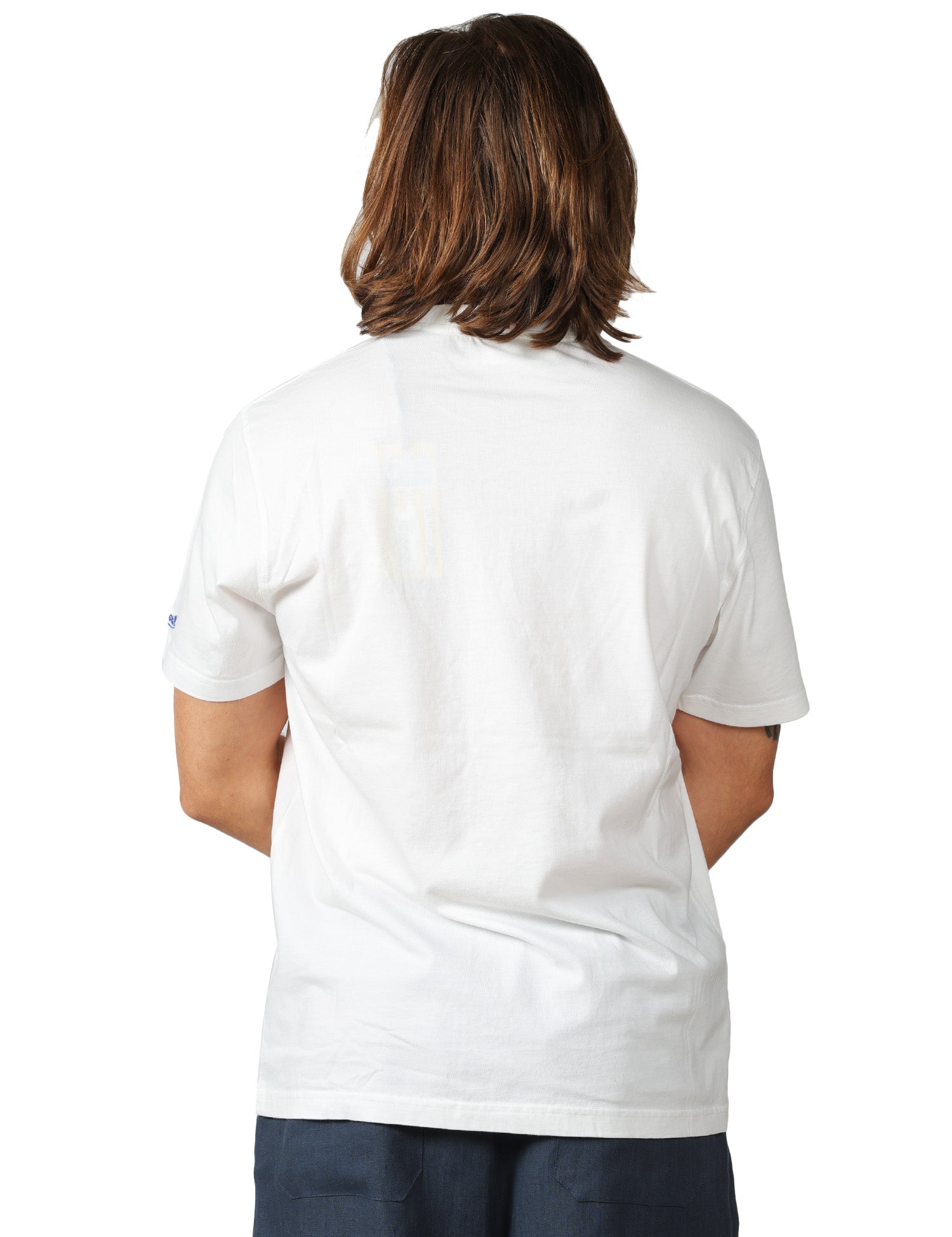T-SHIRT UOMO MC 2 SAINT BARTH PORTOFINO BIANCA CON RICAMO "STO UNA BOMBA" 100% COTONE