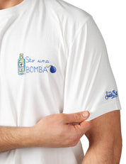 T-SHIRT UOMO MC 2 SAINT BARTH PORTOFINO BIANCA CON RICAMO "STO UNA BOMBA" 100% COTONE
