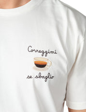 T-SHIRT UOMO MC 2 SAINT BARTH BIANCA CON RICAMO "CORREGGIMI SE SBAGLIO"