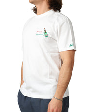 T-SHIRT UOMO MC 2 SAINT BARTH PORTOFINO BIANCA IN COTONE CON RICAMO "SBOCCIO CON LA PRIMAVERA"