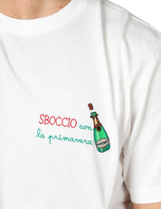 T-SHIRT UOMO MC 2 SAINT BARTH PORTOFINO BIANCA IN COTONE CON RICAMO "SBOCCIO CON LA PRIMAVERA"